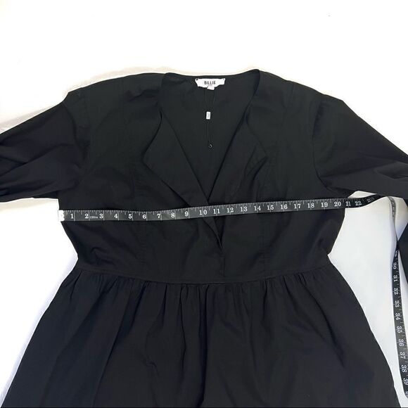 BILLIE The Label NWT XLarge Alexa Poplin Mini Dress Black Long sleeve - Picture 10 of 12